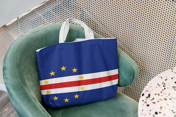 Shopping bag with the flag of Cape Verde 3D Rendering