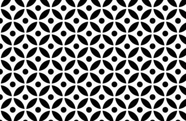 Floral Pattern Swatch Seamless Repeating Black and White Circles Petals
