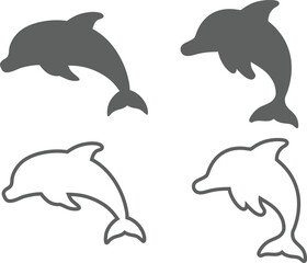 Dolphin Side View Silhouette Illustration