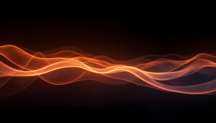 Abstract wave lines pattern with dynamic colorful light flowing on a black background, reminiscent of a vibrant music visualizer, captured during a dark, clear night.