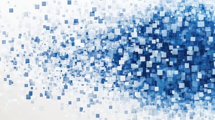 Fototapeta premium A dynamic abstract design featuring a gradient of blue and white squares, creating a sense of movement and depth.