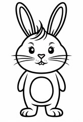 Fototapeta premium Playful Cartoon Bunny Line Drawing for Kids Coloring Book Pages