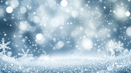 Fototapeta premium A serene winter landscape featuring softly falling snowflakes and a shimmering icy base, creating a magical and tranquil atmosphere.