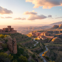Fototapeta premium sunset over an ancient city