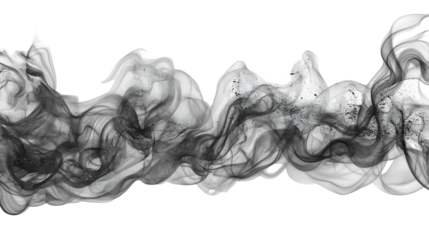 Black Smoke Swirls Elegant Grey Background, Artistic Fluid Texture Design, isolated on transparent background.