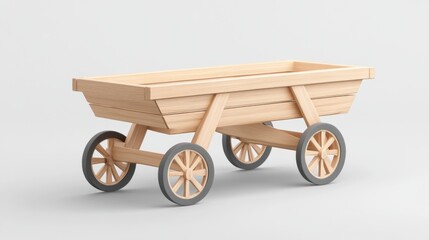 Wooden Toy Cart with Gray Wheels for Children Playroom and Creative Activities