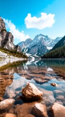 Fototapeta premium Mountain lake reflection serenity