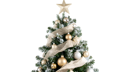 A glamorous christmas tree isolated on white background