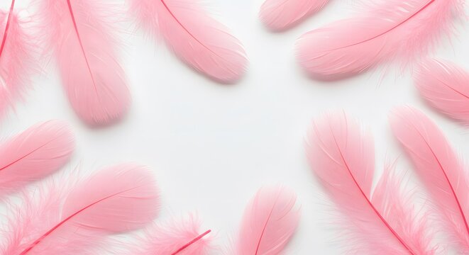 Feather close-up, artistic background, delicate pink, visual appeal, minimalist feathers
