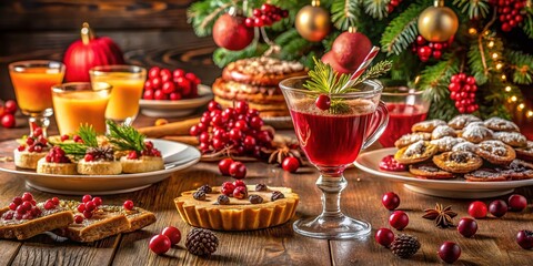 Festive Holiday Table Setting: Delicious Treats & Sparkling Cocktails