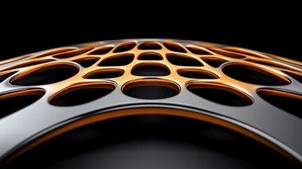 Abstract Design with Hollow Patterns and Orange Highlights on Black