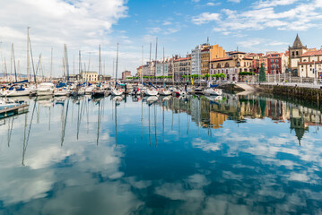 Fototapeta premium The wonderful city of Guijon and its port, Asturias, Spain