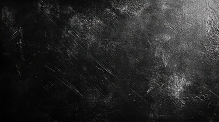 Textured black surface with scratches and a matte finish, creating a dramatic and bold background.