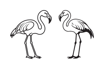 Obraz premium Minimalist Flamingo Line Art Wildlife Animal