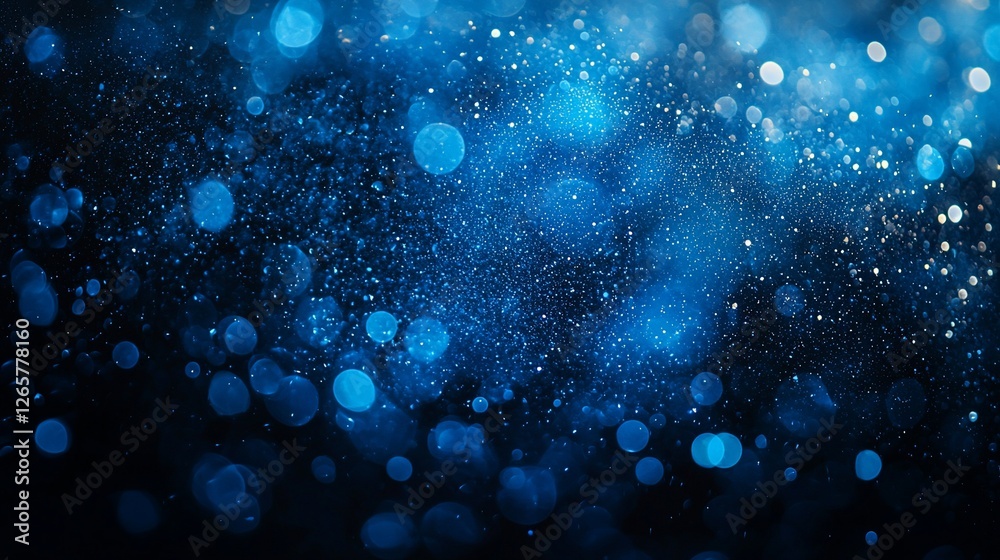 Poster blue bokeh lights, dark background, abstract texture, design element