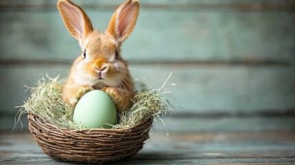 Golden-Eared Rabbit Egg for Easter Celebration