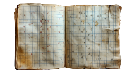 Vintage Notebook Paper Grunge Texture, Aged Brown Background for Rustic Design, isolated on transparent background.