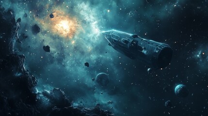 Spacecraft retro space theme background