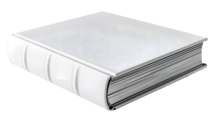 White Book Mockup Elegant 3D Design, Clean Cover Template for Studio Displays, isolated on transparent background.