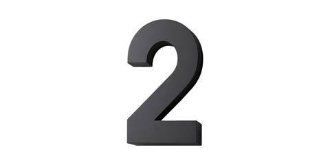 Black number 2 digit isolated on transparent background