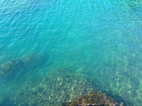 Blue azure rippled sea water beautiful seascape.