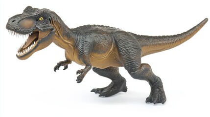 Obraz premium Close-up of a T-Rex figurine with sharp teeth, showcasing its fierce and prehistoric essence.