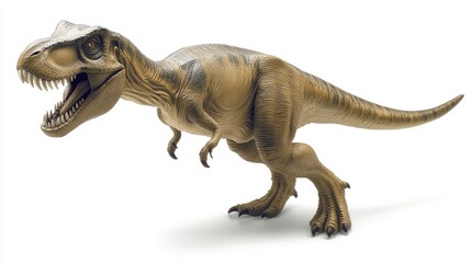 Fototapeta premium Close-up of a T-Rex figurine with sharp teeth, showcasing its fierce and prehistoric essence.