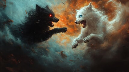 Battle of the black and white wolf – eternal fight between good and evil