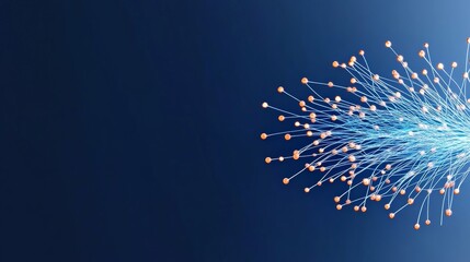 Abstract Network Representation with Lines and Dots on Dark Background