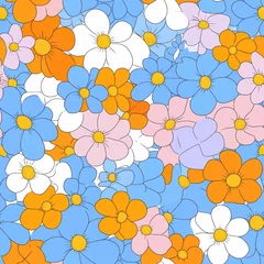 Gordijnen Repetitive colorful flower pattern for Spring theme fabric design. © Joyce