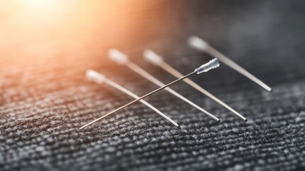 Acupuncture needles on fabric, symbolizing traditional healing and modern wellness practices.