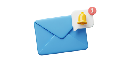 Envelope with notification new email message in the inbox web icon Isolated, PNG 