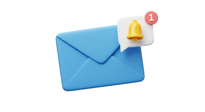Envelope with notification new email message in the inbox web icon Isolated, PNG 