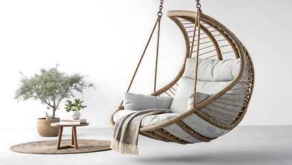 Hanging rattan egg chair