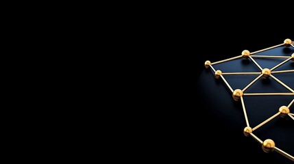 Abstract Connection Network with Golden Nodes on Black Background
