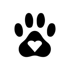 Dog paw print clip art design on plain white transparent isolated background for card, shirt, hoodie, sweatshirt, apparel, card, tag, mug, icon, poster or badge