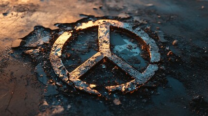 Realistic CGI Exploded Peace Symbol Fragments