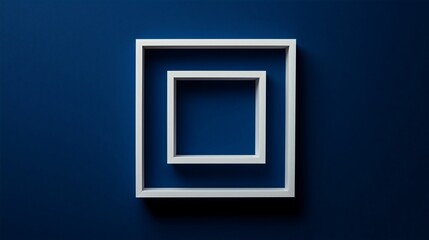modern abstract blue square frame with shadows on dark background