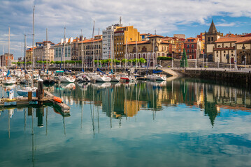 Fototapeta premium The wonderful city of Guijon and its port, Asturias, Spain