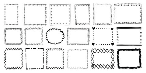 Rectangle frame line. square shape outline on hand draw style. vector illustration isolated