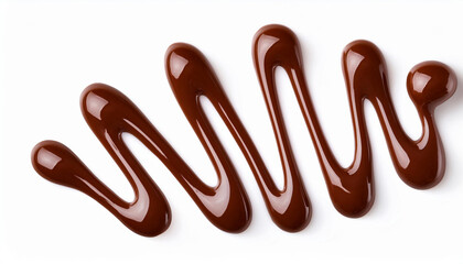 high quality of chocolate syrup drizzle isolated on white background splashes of sweet chocolate sauce top view n high resolution