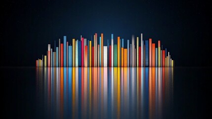 Obraz premium Vibrant Display of Colorful Books on a Serene Water Surface