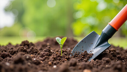 Gardening with spading fork in soil, nurturing growth and nature