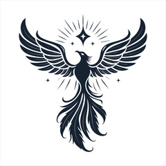 phoenix glow vector clip art logo design