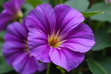 Close-up of a Beautiful Purple Flower with Detailed Petals and Stamens