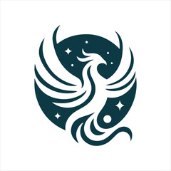 phoenix glow vector clip art logo design