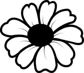 Flower silhouette icon. Abstract flower bold line vector isolated on transparent background. Ideal for decoration, logos and design projects. Garden plants illustration sign, Editable stroke.