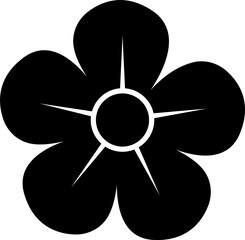 Flower silhouette icon. Abstract flower solid black vector isolated on transparent background. Ideal for decoration, logos and design projects. Garden plants illustration sign, Editable stroke.