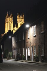Fototapeta premium Minster Moorgate, Beverley, looking towards the Minster, by night.