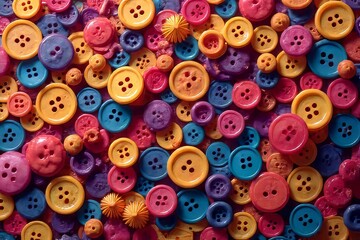 Obraz premium Colorful Buttons Background Texture - Variety of Round Buttons in Vibrant Hues